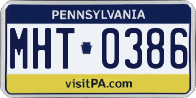 PA license plate MHT0386