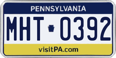 PA license plate MHT0392