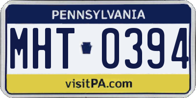 PA license plate MHT0394