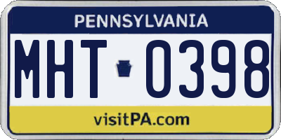 PA license plate MHT0398