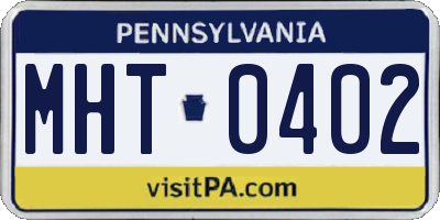 PA license plate MHT0402