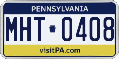 PA license plate MHT0408