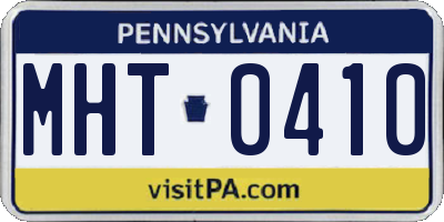 PA license plate MHT0410