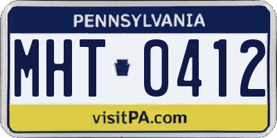 PA license plate MHT0412
