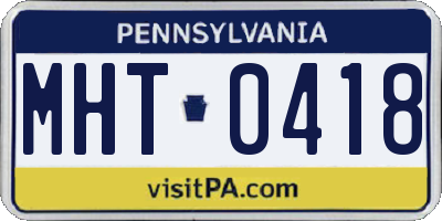 PA license plate MHT0418