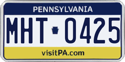 PA license plate MHT0425