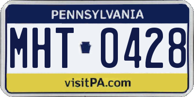 PA license plate MHT0428