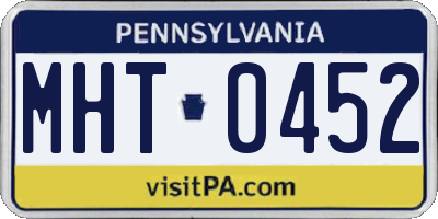 PA license plate MHT0452