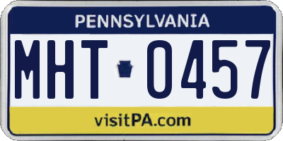PA license plate MHT0457