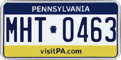 PA license plate MHT0463