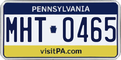 PA license plate MHT0465