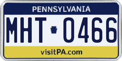 PA license plate MHT0466