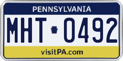 PA license plate MHT0492