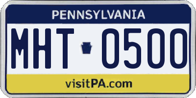 PA license plate MHT0500