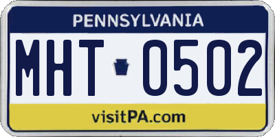 PA license plate MHT0502