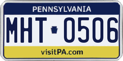PA license plate MHT0506