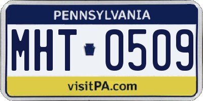 PA license plate MHT0509