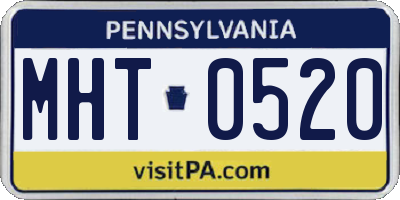 PA license plate MHT0520