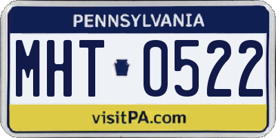 PA license plate MHT0522