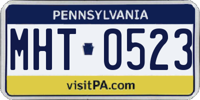 PA license plate MHT0523