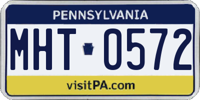 PA license plate MHT0572
