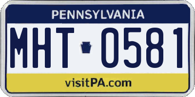 PA license plate MHT0581