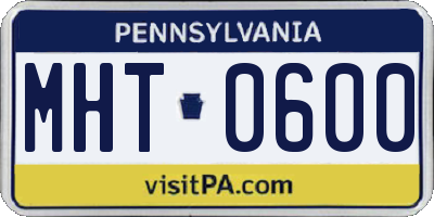 PA license plate MHT0600