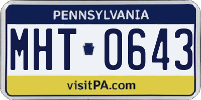 PA license plate MHT0643