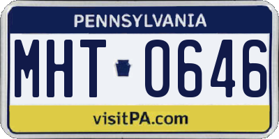 PA license plate MHT0646