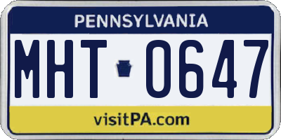 PA license plate MHT0647