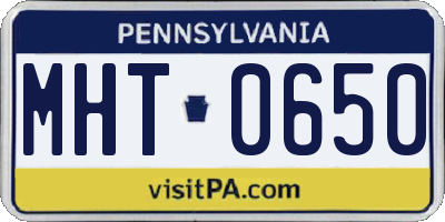 PA license plate MHT0650