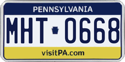 PA license plate MHT0668
