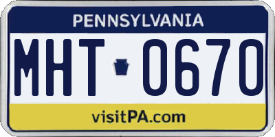 PA license plate MHT0670