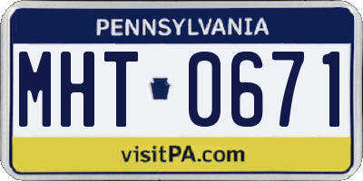 PA license plate MHT0671