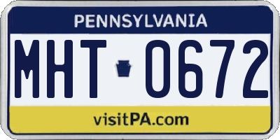 PA license plate MHT0672
