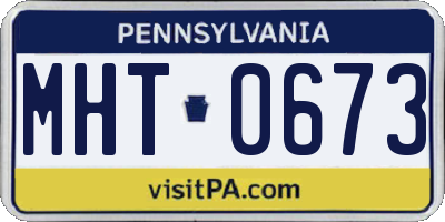 PA license plate MHT0673