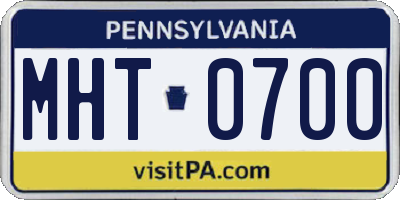 PA license plate MHT0700