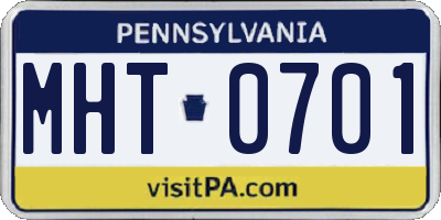 PA license plate MHT0701