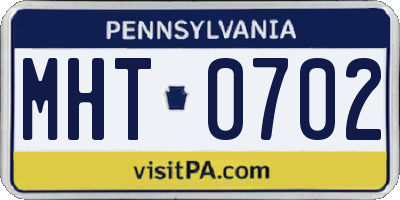 PA license plate MHT0702