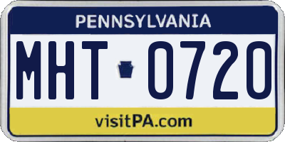 PA license plate MHT0720