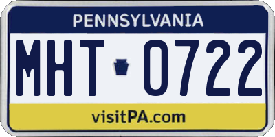 PA license plate MHT0722