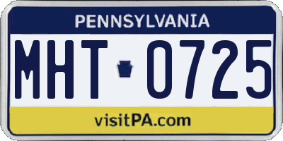 PA license plate MHT0725