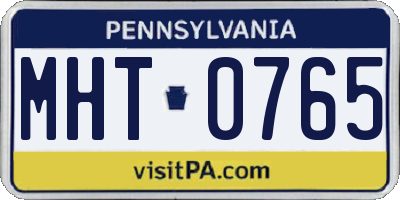 PA license plate MHT0765