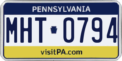 PA license plate MHT0794