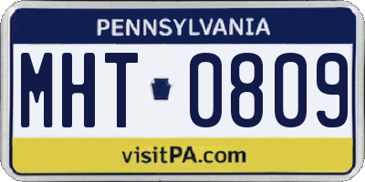 PA license plate MHT0809