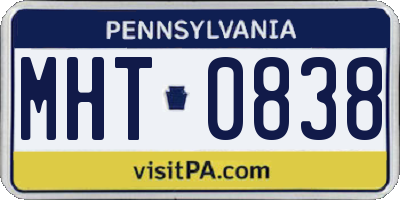 PA license plate MHT0838