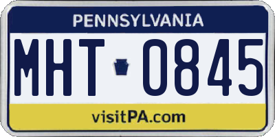 PA license plate MHT0845