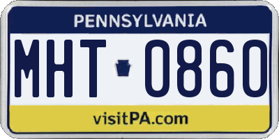 PA license plate MHT0860