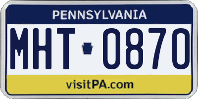 PA license plate MHT0870