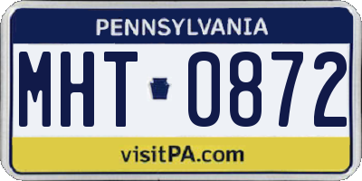 PA license plate MHT0872
